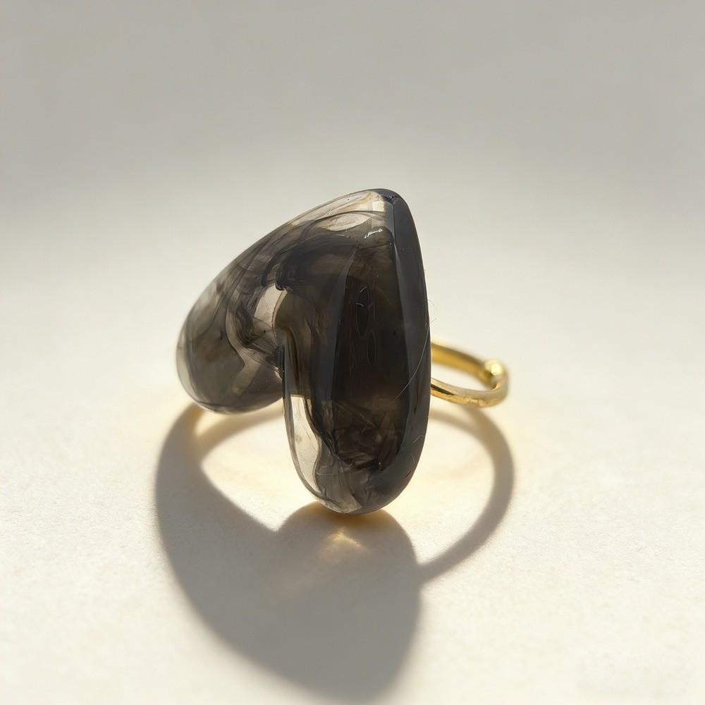 Простое кольцо с открытым ртом Личностное регулируемое кольцо Модное кольцо-сердце из смолы Мужское/Женское