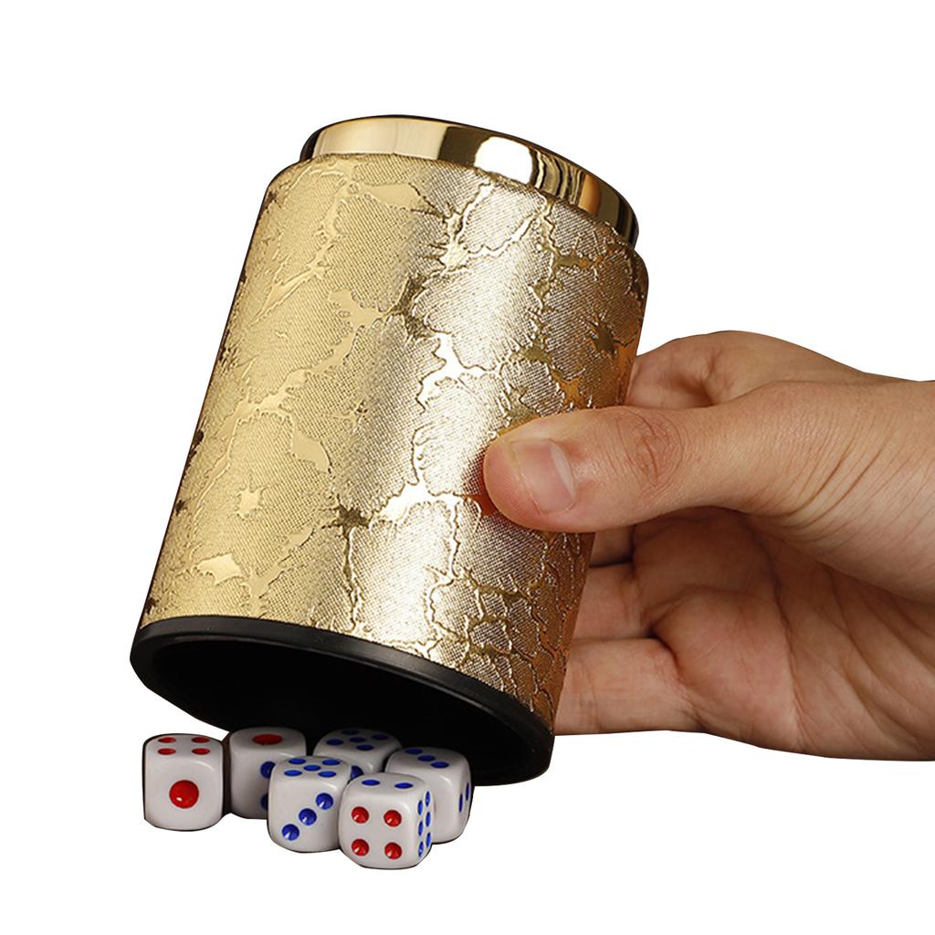 Контейнер для встряхивания кубиков с набором из 6 кубиков для настольной игры, чашка для кубиков из искусственной кожи, прочная, удобная для рук