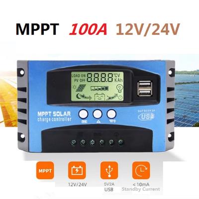 Портативный 100A MPPT Регулятор солнечной панели Контроллер заряда 12В/24В ЖК-дисплей