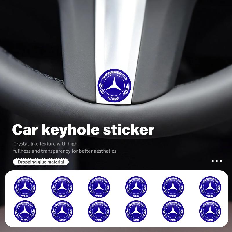 8pcs Car Door Keyhole Sticker Lock Protector Anti-blocking Decal For Mercedes Benz AMG A C E S G Class W201 W210 W108 W204 W205 UWXYZ1