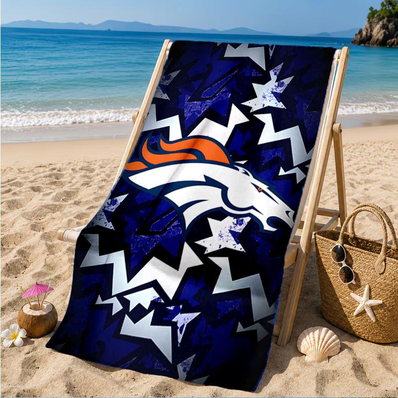 Пляжное полотенце с логотипом Denver Broncos, Быстросохнущее, Легко ухаживать, Подходит как для фитнеса, так и для пляжного отдыха, Спортивный незаменимый аксессуар