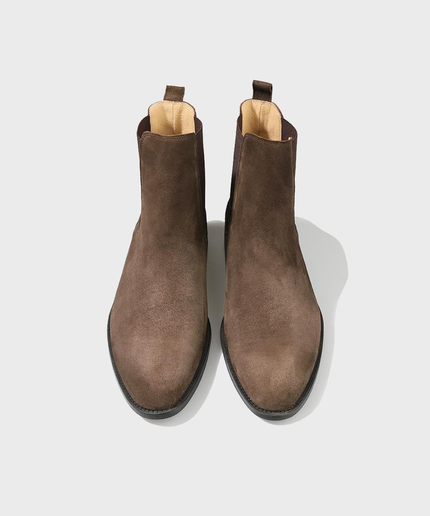 Firenze Atelier Slimline Black Sole Suede Chelsea Boots 3332-Qs [Dark Brown]