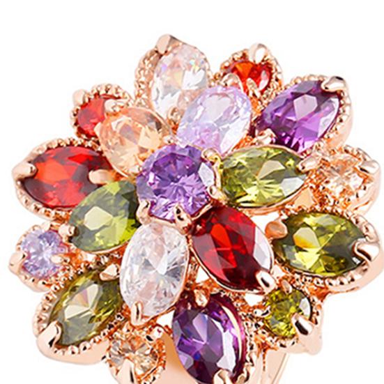 Lady's Alloy Ring Fashion Women Weding Colorful Flower Statement MIT