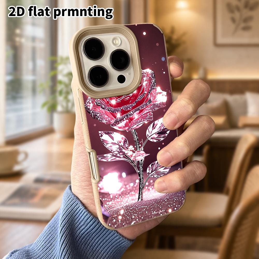 Phone Case: Lambskin 2D Flat Samsung Galaxy A34 A35 M05 M06 S20 S22 S21 FE Plus 5G Protective Case, Crystal Red Rose, Christmas and Halloween Gift