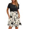 Women's Fashion Casual Loose Round Neck Short Sleeve Printed Pocket Dresses