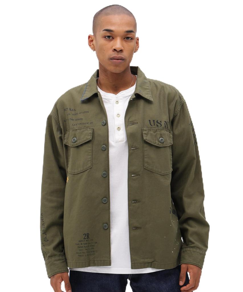 AVIREX AGED LOOK L/S UTILITY SHIRT M olive 783-6120006
