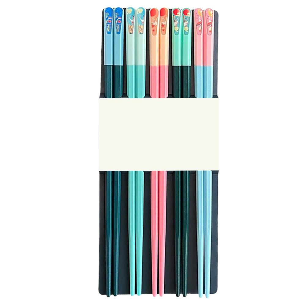 Набор из 5 пар палочек для еды в японском стиле, цвета Моранди, нескользящие, можно мыть в посудомоечной машине, для дома, ресторана, палочки для суши