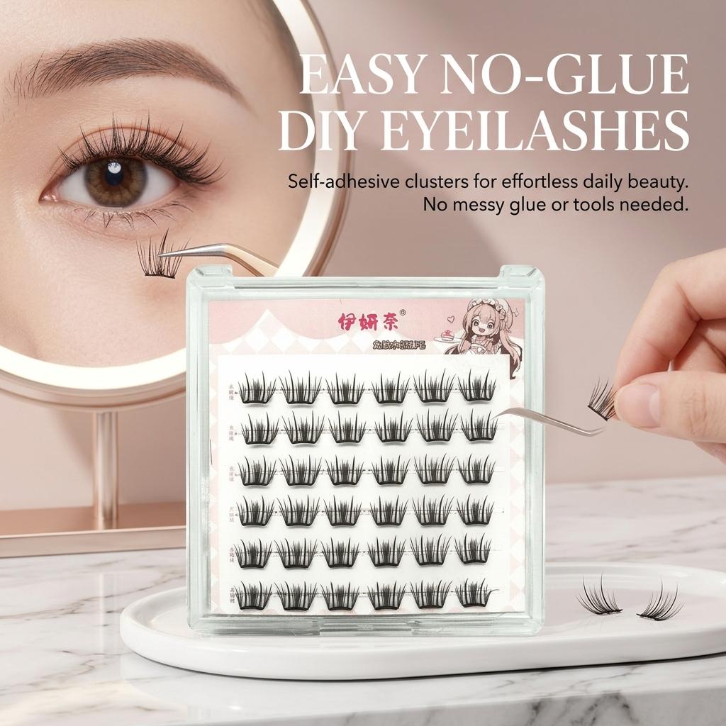 Yiyanai Natural Thin Flat False Eyelashes Lightweight Breathable Single Cluster Design for Eye Makeup