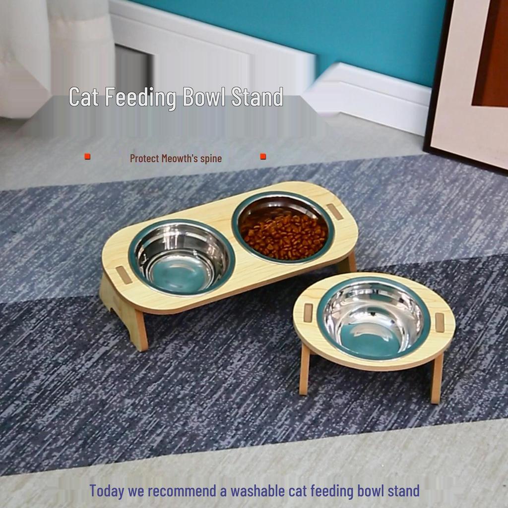 Подставка для миски для питомца из нержавеющей стали: Безопасный для кошек и собак, Защита от проливания, Защита шеи, Дизайн 2-в-1 для еды и воды