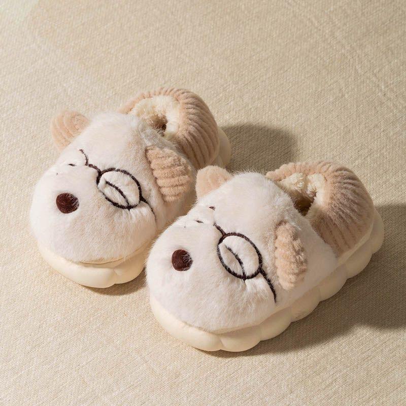 Детские хлопковые тапочки, милые домашние теплые нескользящие детские меховые тапочки с героями мультфильмов, модные домашние мягкие тапочки