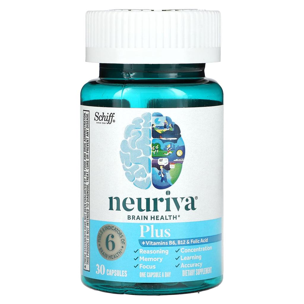 Neuriva Brain Health with Vitamin B6, B12 and Folic Acid, 30 Capsules