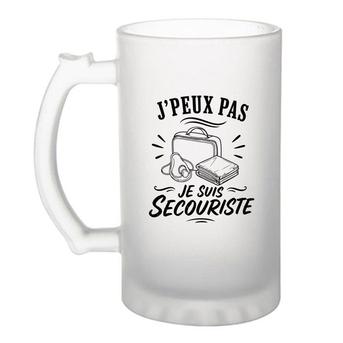 Chope de bière - PLANETEE - J'peux pas minimaliste - Verre trempé givré - 470 ml - Imprimée en atelier Bretagne