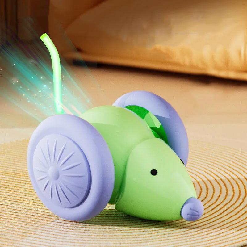 Cat Mouse Car Toy with Laser Teaser Stick Interactive Chase Play Toy for Kittens Indoor Exercise Daily Pet Supplies