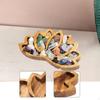 Stone Display Tray Storage Holder Wood Lotus Shaped Jewelry Dish for Rocks Keys