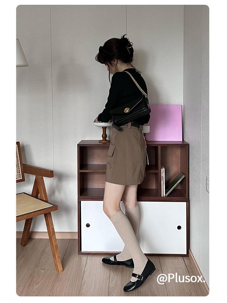 Женские бежевые хлопковые теплые носки выше колена Plusox - Коллекция Осень/Зима