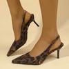 2025 Ladies Shoes Slingbacks Women's High Heels Fashion Dress Pumps Women Leopard Pointed Toe Plus Size Slip On Thin Heel Sandal