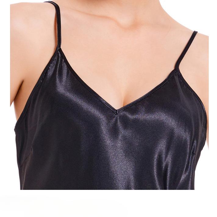 Женская домашняя одежда весна-осень средней длины, однотонная одежда для отдыха, сексуальный халат с V-образным вырезом, комплект из двух предметов, пижамная одежда из ледяного шелка