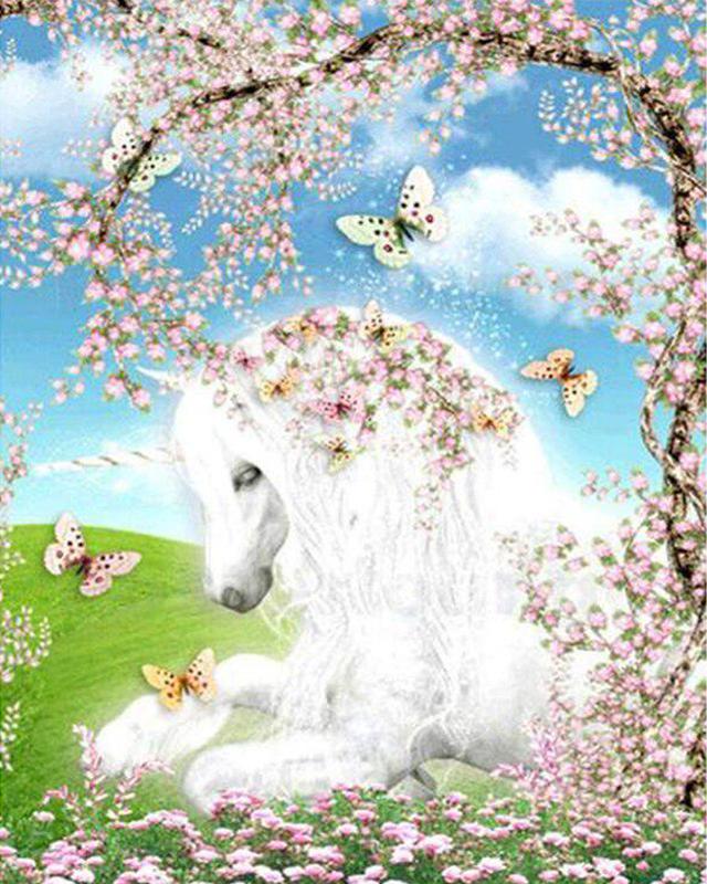 5D Full Square Diamond Art Painting Water Castle Beautiful Girl Handicraft Diamond Embroidery Unicorn Animal Diamond Mosaic Needlework Home Decor