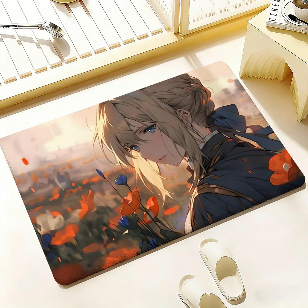 Аниме V-Violet E-Evergarden Напольный коврик Спальня Гостиная Фланелевый Коврик для двери Нескользящий Домашний декор