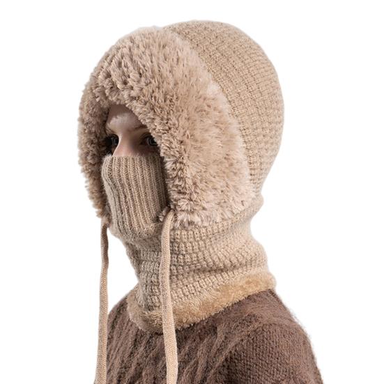 Зимняя велосипедная шапка со встроенным защитным экраном для лица и утеплителем для шеи, ветрозащитный толстый плюшевый шарф с полной защитой для улицы, головной убор для холодной погоды