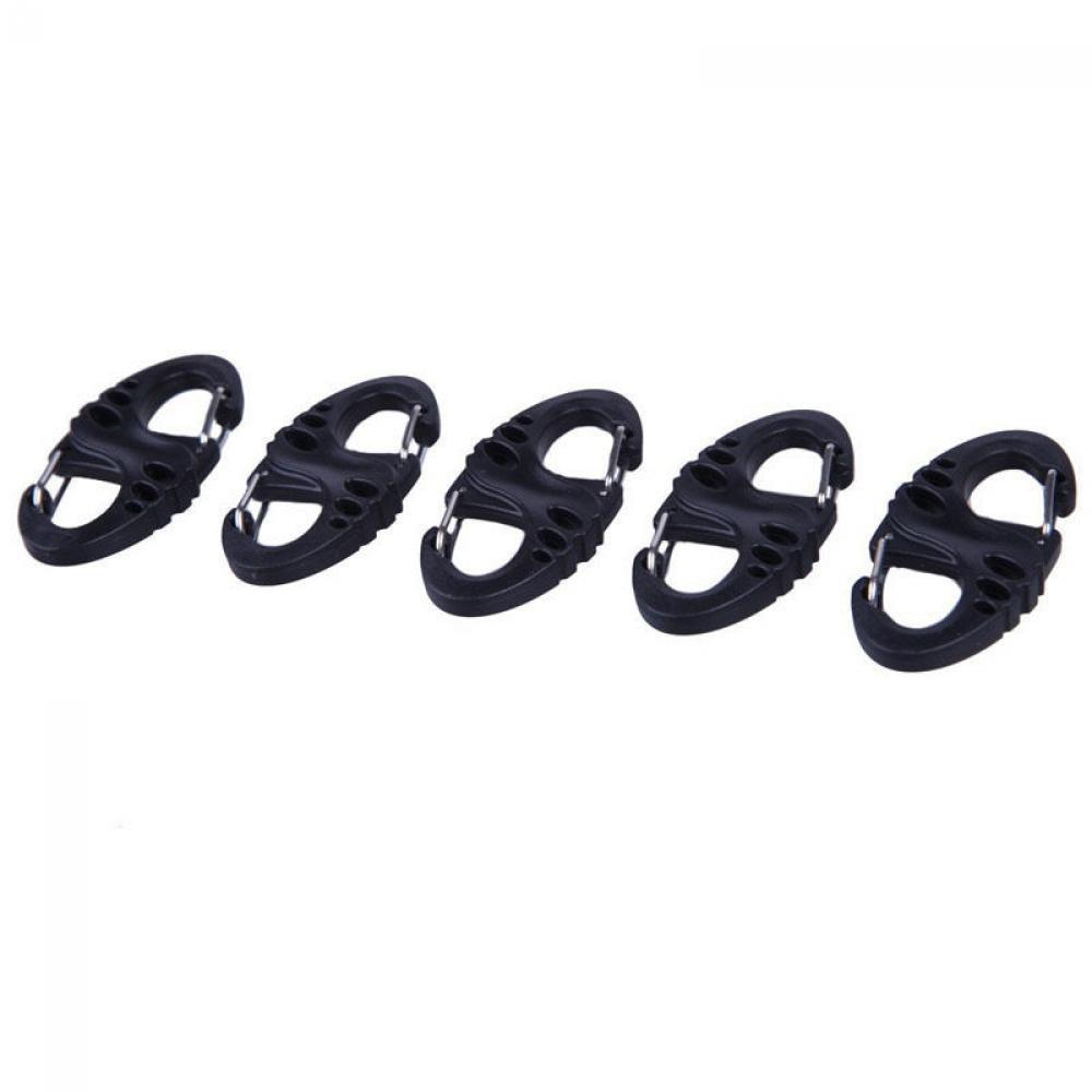 5PCS/10PCS Camping Plastic Steel Portable Dual Buckle Climbing Hook S-Type Carabiner Keychain
