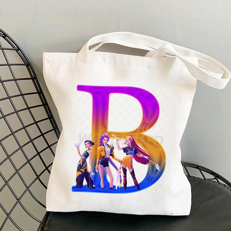 Anime Cartoon 26 Letter Printing Trend Shoulder Bag Large Capacity Go Out Portable Handbag Casual Versatile