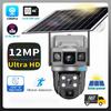 12MP Wifi Solar Outdoor Three-screen Panoramic PTZ Network Camera AI Tracking Security Protection CCTV Video Monitoring