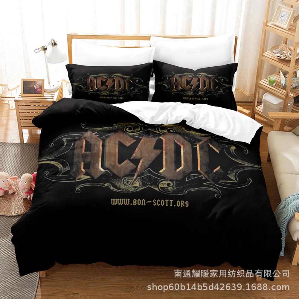 3D Digital Printing Bedding Four-Piece Set Three-Piece Set Acdc Bed Sheet Quilt Pillow