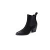 Western Ankle Boots Cowboy Women Booties Fashion Pointed Toe Shoes Female Thick Heels Cuban Leather Shoes Ladies Autumn Winter
