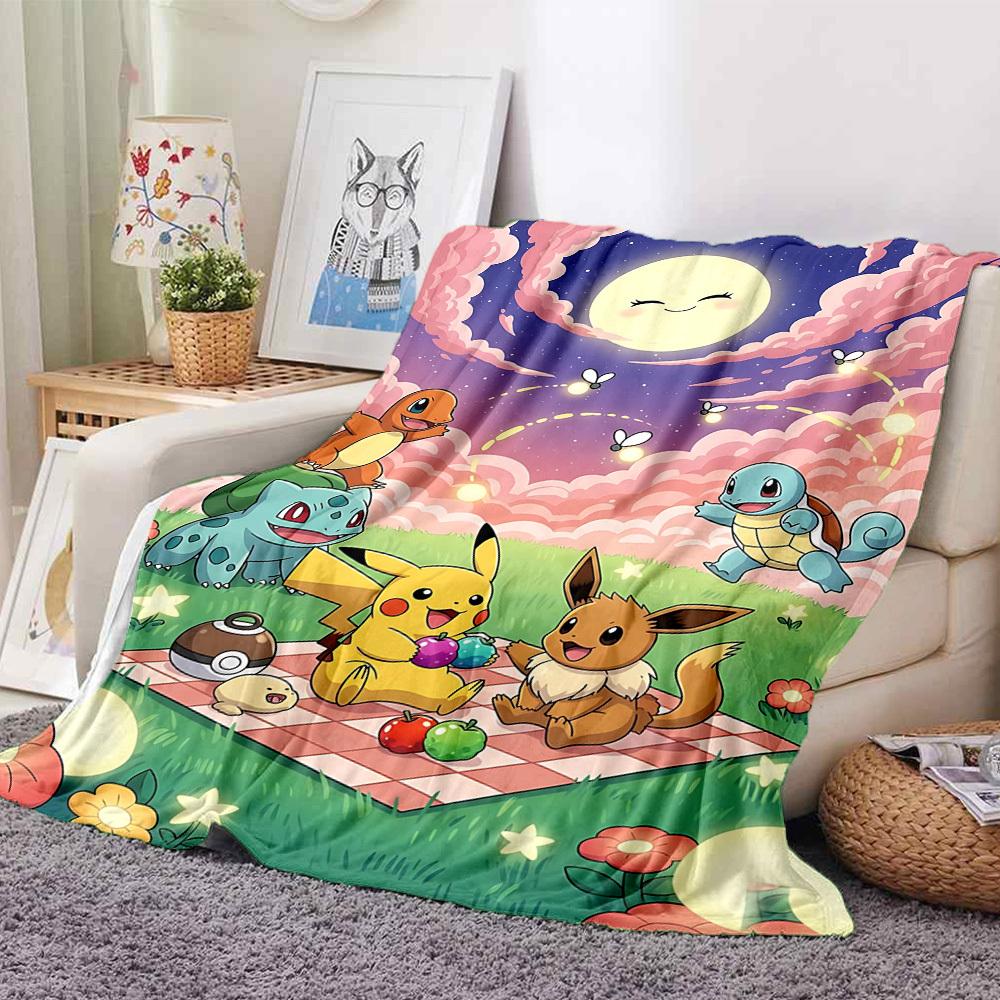 1pc Pokémon, Picnic Blanket Soft All Season Throw with Vibrant Design, Perfect for Home, Travel, and Gifts, Ideal for Naps and Camping