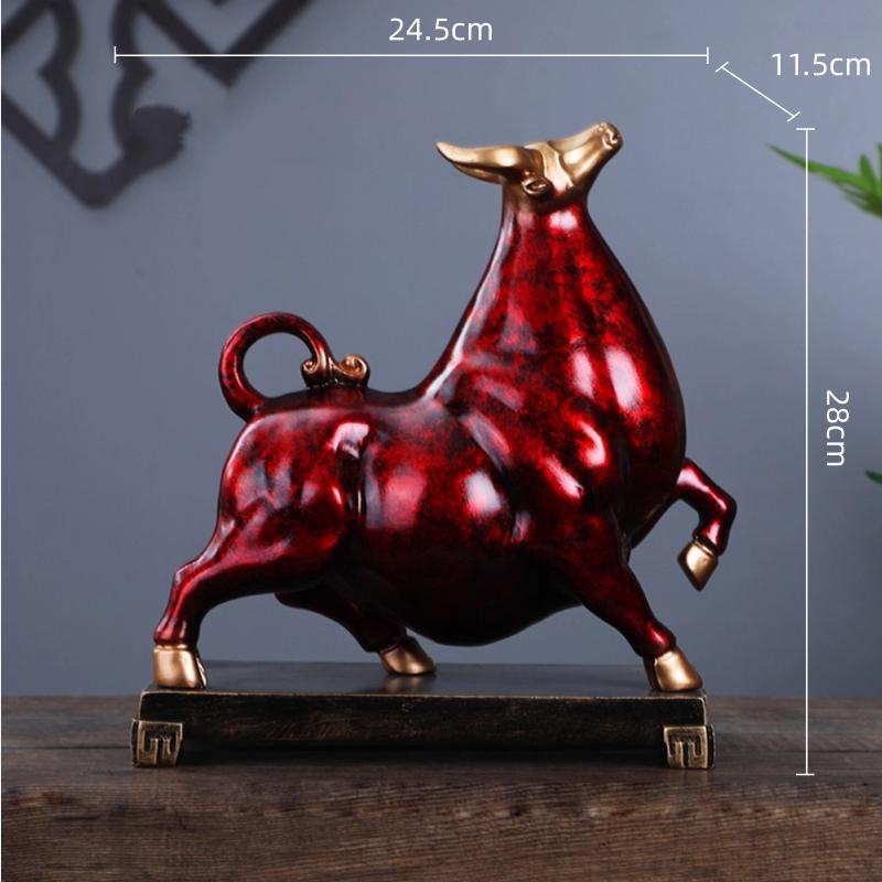 Ремесленные изделия из смолы Имитация скульптуры животного Крупный рогатый скот Бык Золотой бык Декоративные фигурки Аксессуары для украшения дома