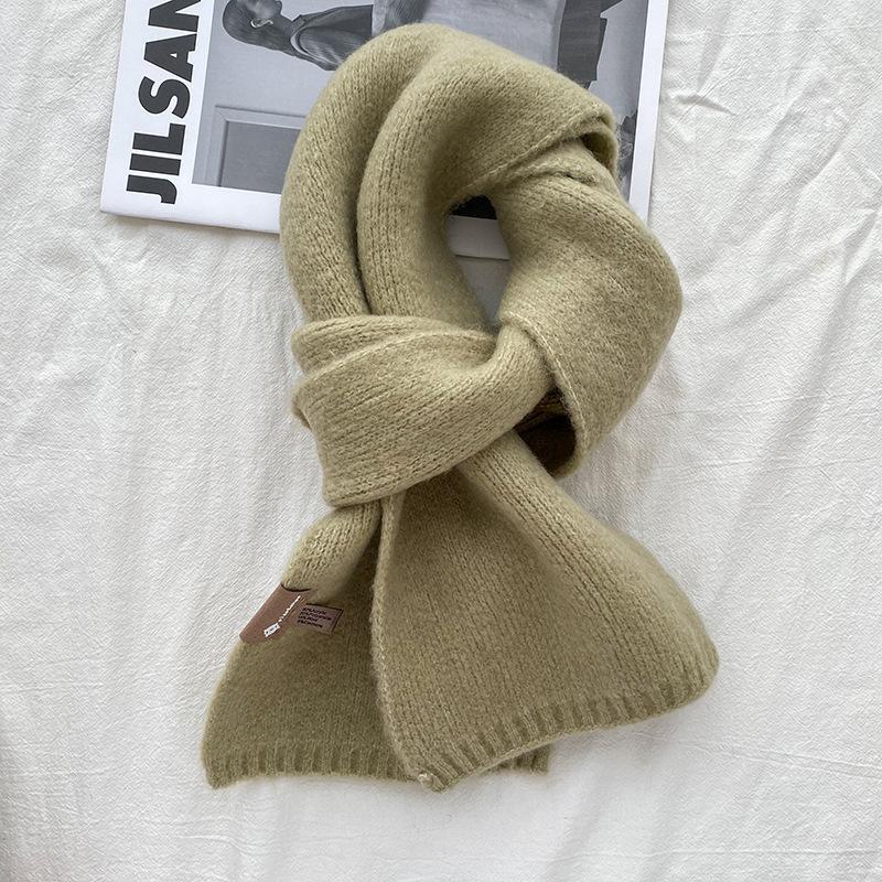 Knitted Wool Scarf With Wool Content, Women'S Autumn And Winter Extended Version, Thick And Luxurious, Solid Color Cashmere Scarf