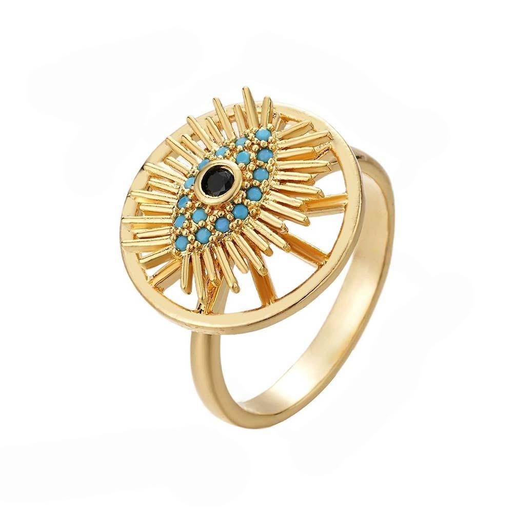Jewelry Rotatable Devil's Eye Ring Pleated Devil's Eye Vintage Zircon Luxury Ring Exaggerated Copper Opening Finger Ring Girls