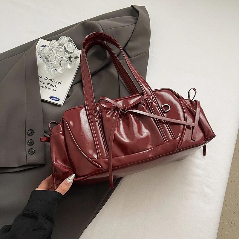 Сумки через плечо из искусственной кожи с бантом в стиле ретро для женщин 2024 года, новый тренд зимы 2020 года, модная сумка-тоут, женские сумки