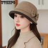 Женские однотонные теплые зимние шляпы-ведра с бантом для офисных леди, для улицы, для поездок на работу, непродуваемые, защищающие от холода