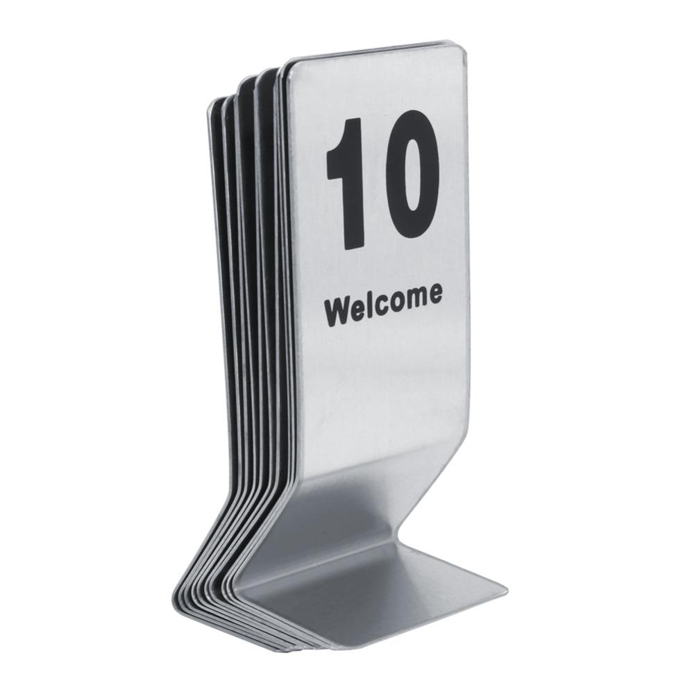 10pcs Stainless Steel Table Number Props Silver Table Cards Table Number Signs Reception Seating