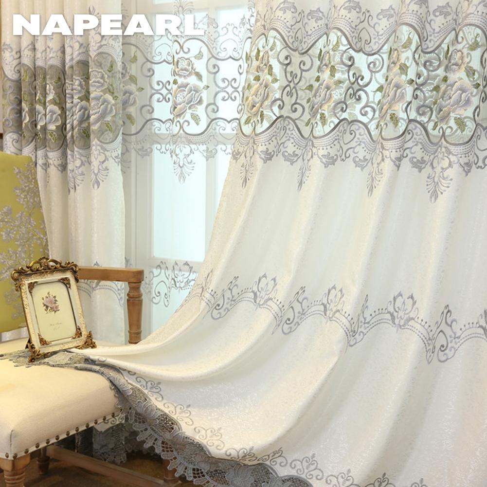 1 шт. NAPEARL модные и роскошные плотные шторы с вышивкой пиона и марлевые шторы для гостиной, спальни, домашнего декора