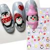 5D Christmas Glitter Embossed Led Penguin Nail Art Stickers Loving Bears Heart Stickers For Nail Design 2023 Manicure Decoration