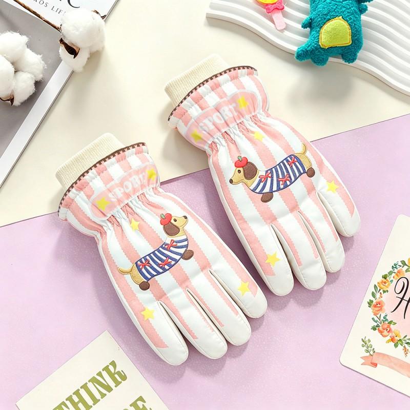 Kids Winter Ski Gloves Windproof Waterproof Thick Fleece Lined Boys Girls Cycling Outdoor Use