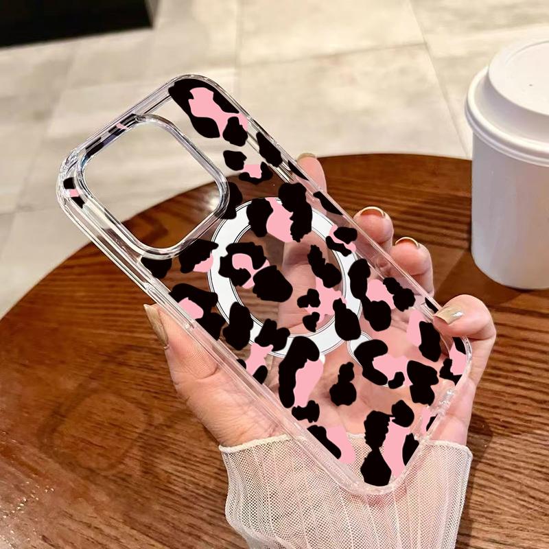 Модный черный розовый чехол для телефона с леопардовым принтом для iPhone 17 16 15 14 13 12 11 Pro Max 7 8 Plus 16E 17Air X XR XS Max Мягкая крышка
