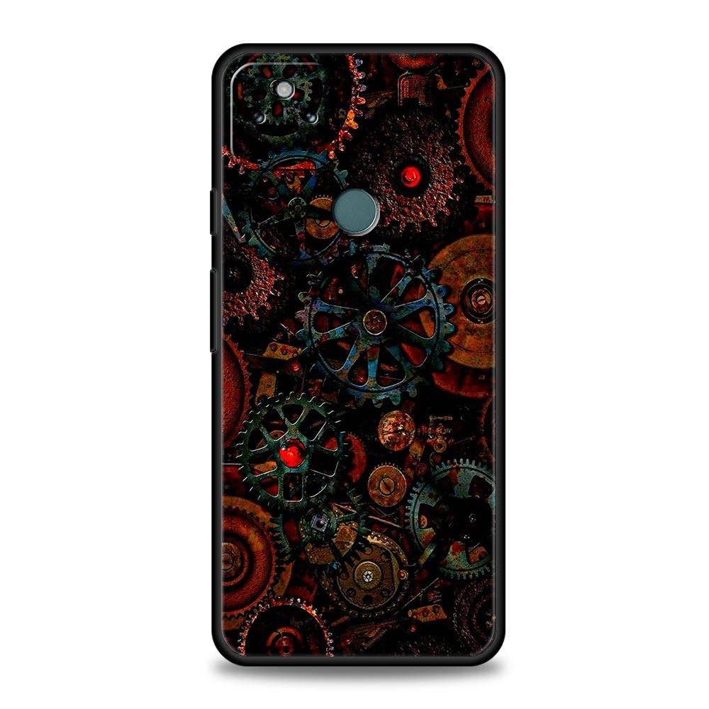 Mechanical Gear Pattern Phone Case Cover for Google Pixel 10 9 8 7 6 9A 8A 7A 6A Pro Shockproof Soft TPU 9 Pro XL Shell Capas