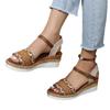 Direct Sales Summer New One-word Strap Weaving Large Size Wedge Heel Platform Women's Sandals