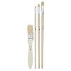 4 Brushes - Flat - Spalter - Acrylic and Oil - Beautiful White Silk Fibers - Long Handle - Pébéo