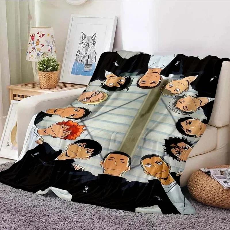 Volleyball Anime Plaid Haikyuu Blankets Coral Fleece Plush Decoration Miya Atsumu Manga Soft Throw Blankets for Bed Travel Quilt