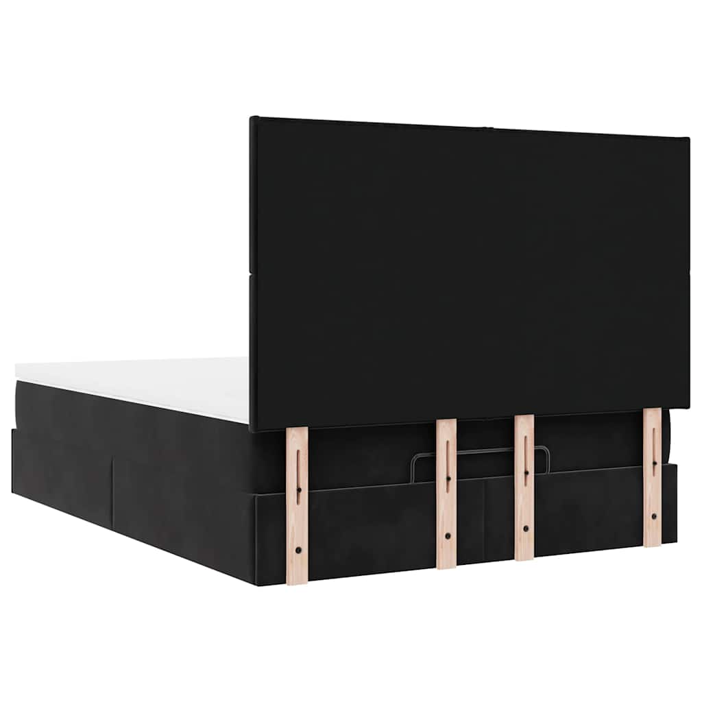 Ottoman Bed with Mattress Black 140x190 cm Velvet
