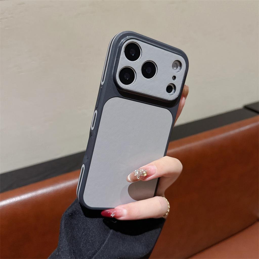 Боковая Однотонная Кожаная Чехол-Бампер Для Телефона iPhone 17 16 15 14 13 Pro Max С Большим Окном Матовый Ударопрочный