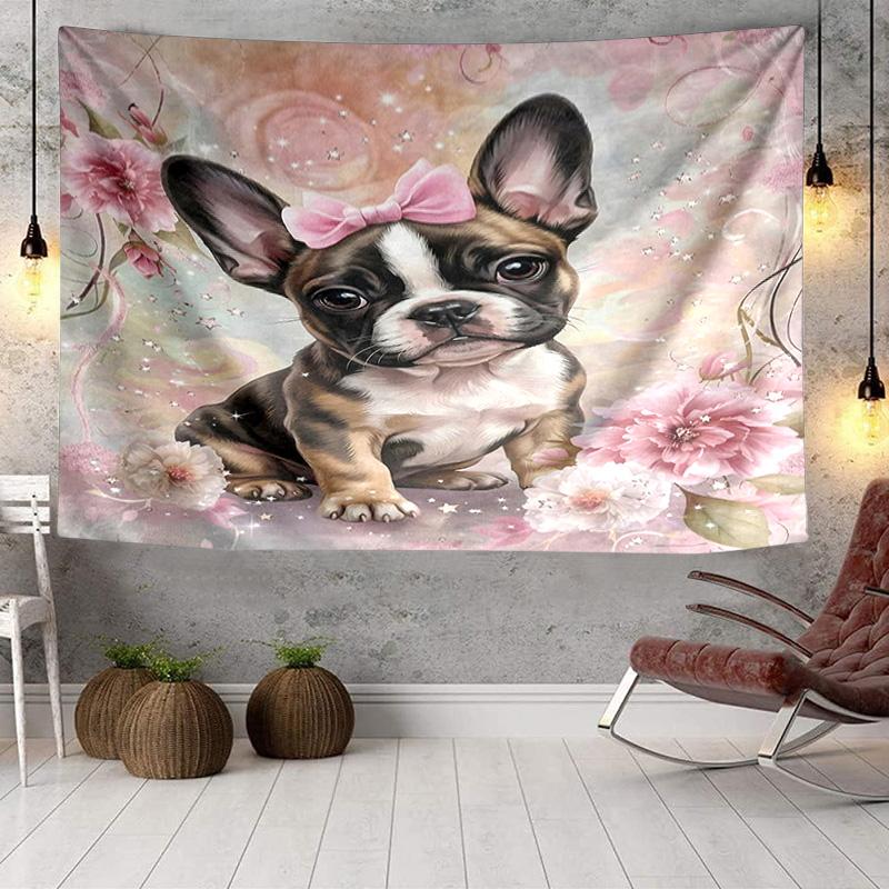 Cartoon Bulldog Stars Tapestry Room Decoration Wall Hanging for Living Room Bedroom, dormitory, Birthday and Christmas gifts