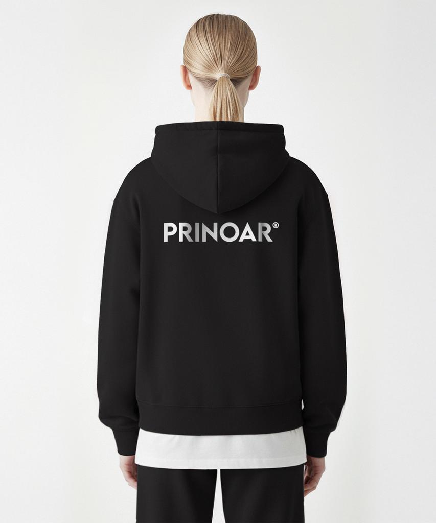 Prinoar [С флисовой подкладкой] Толстовка на молнии с логотипом - Черная