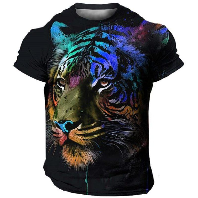 Мужские футболки с 3D-принтом Harajuku Tiger, уличная одежда в стиле хип-хоп, панк, модный пуловер с круглым вырезом и короткими рукавами, футболка большого размера