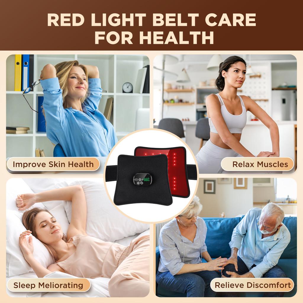 Multifunctional Red Light Massage Pad Near-infraed Light Vibration Full Body Massager Relieve Soreness Heating Waist Brace